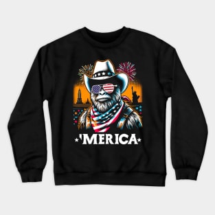 USA 'Merica Sasquatch Bigfoot 4th of July Fireworks Funny Patriotic Crewneck Sweatshirt